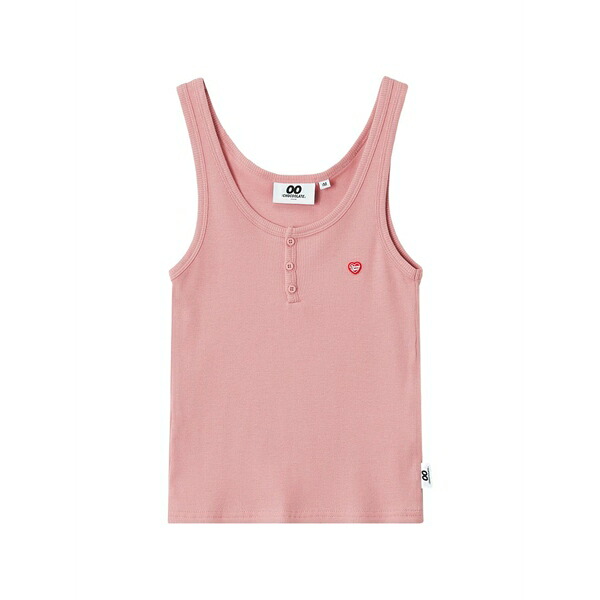 黒茶 レディース カットソー トップス Button ribbed tank top Pink