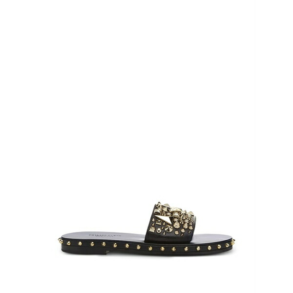 フィリップ飾り気のない レディース サンダル シューズ Studded flat sandals Black
