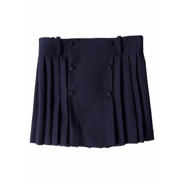 意中の女 レディース スコート ボトムス Virgin wool pleated skirt Blue