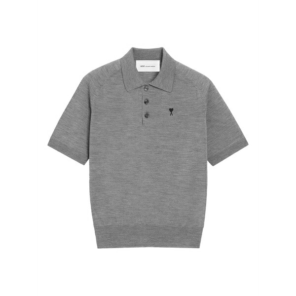 意中の女 メンズ スポーツシャツ トップス Ami de coeur logo-emboidered polo shirt Grey