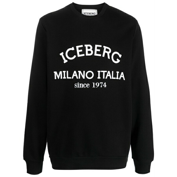 アイスバーグレタス メンズ パーカー・スウェットシャツ アウター Logo-print cotton sweatshirt Black