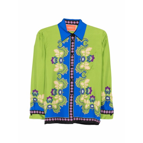 ラ・ダブル・ジェイ レディース ティーシャツ トップス Floral buttoned shirt Green