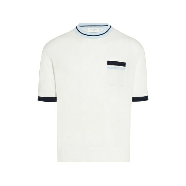 パウロペコラ メンズ プルオーバー トップス Contrast-trim chest-pocket t-shirt Neutrals