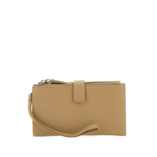ジャンニ・キアリーニ レディース 紙入れ 付属品 Pebbled zip leather wallet Neutrals