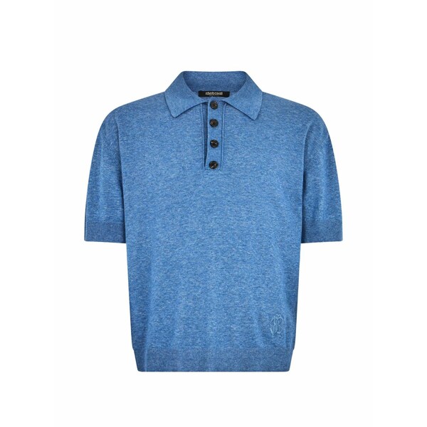 ロベルトカヴァリ メンズ スポーツシャツ トップス Logo-embroidered polo shirt Blue