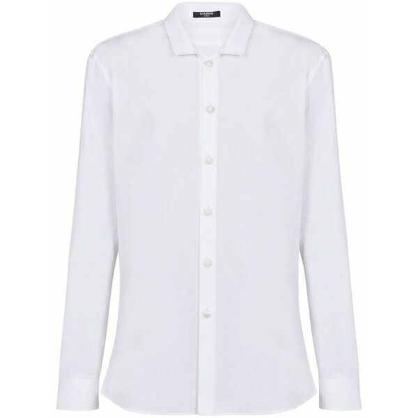 バルマン メンズ シャツ トップス Slim-cut poplin shirt White|asty