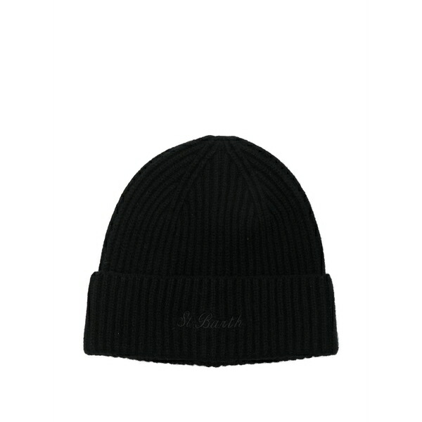 エムシーツーセイントバース レディース かぶり笠 添え物 Ribbed embroidered hat Black