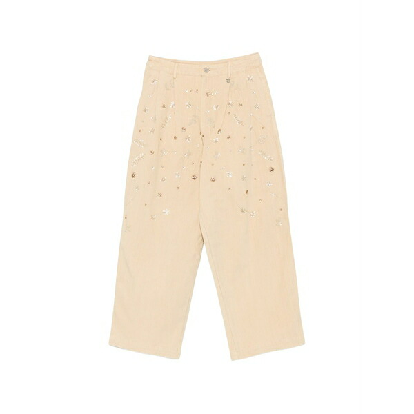 リュージョー レディース 心地好いズボン下 ボトムス Floral-embellished trousers Neutrals