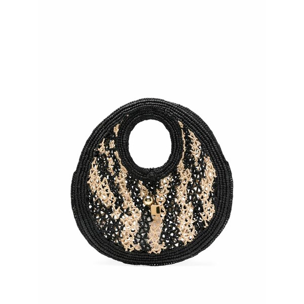 ジャクエムス レディース トートバッグ 御徒面子 Raffia circle-handle tote bag Black