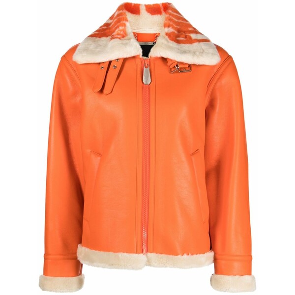 フィリップ飾り気の無い レディース 上衣＆上衣 アウター Faux-leather aviator jacket Orange