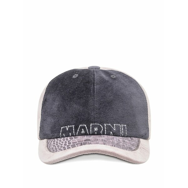 マルニ メンズ 鳥打ち帽 付属物 Logo-embroidered cotton baseball cap Grey
