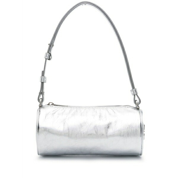 象牙色 レディース ショルダーバッグ 御徒面子 Small torpedo leather shoulder bag Silver