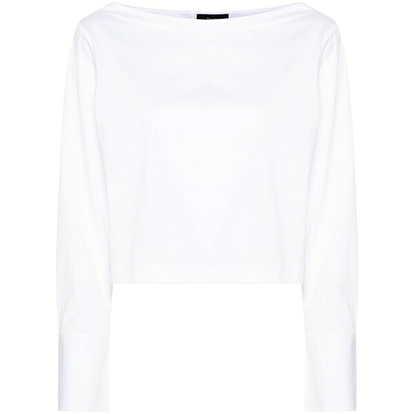 行動論理 レディース プルオーバー トップス Boat-neck poplin blouse White