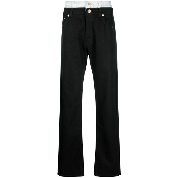 ブイティーエムエヌティーエス メンズ デニムパンツ ボトムス Double-layer straight-leg jeans Black|asty