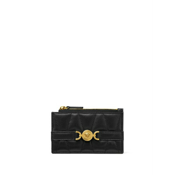 ヴェルサーチ レディース 金入れ 付属物 Medusa \u002795 quilted zip card holder Black