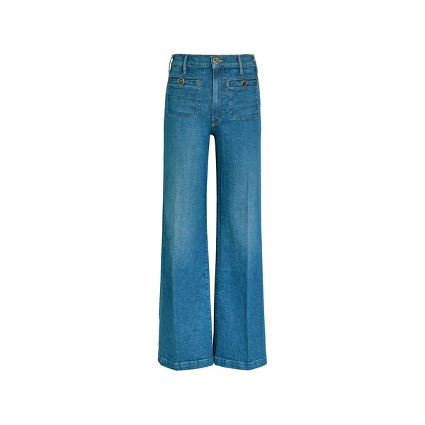 お母さん レディース ジーンズズボン下 ボトムス The stashed hustler roller sneak wide-leg jeans Blue