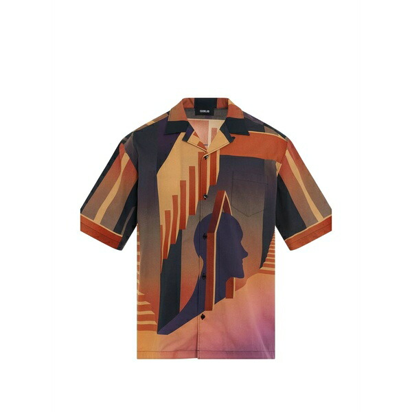 エゴンラボ メンズ プルオーバー トップス Buttoned short-sleeve shirt Brown