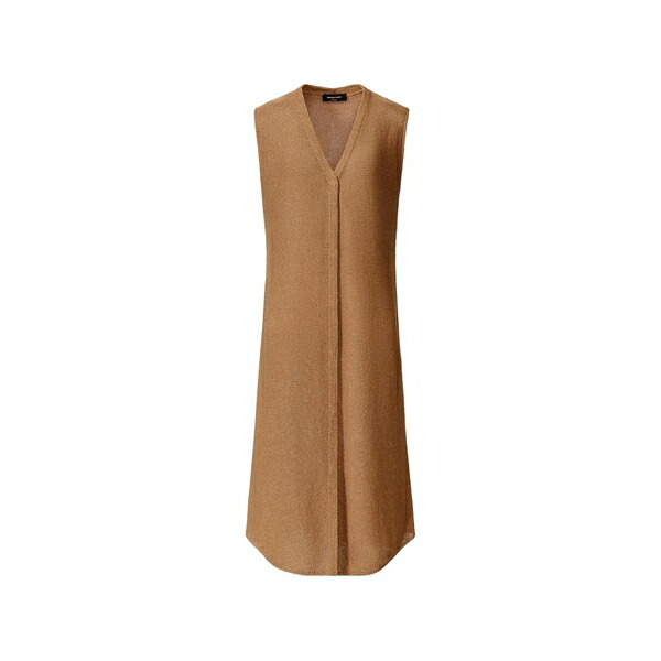 ファビアナ フィリッピ レディース 厚地の外套 アウター V-neck knit sleeveless cardigan Brown