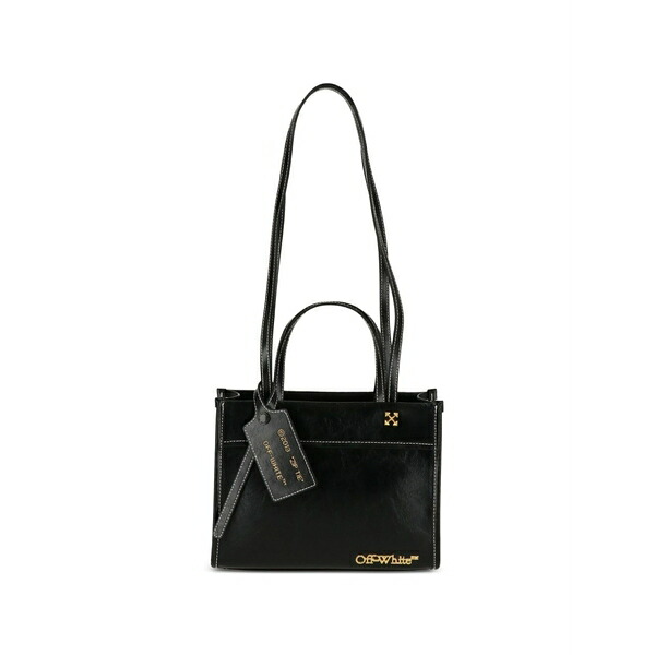 象牙色 レディース トートバッグ 御徒面子 Logo-plaque zip tie tote bag Black