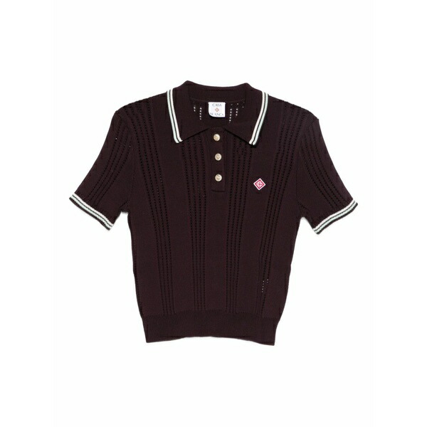 カサブランカ レディース スポーツシャツ トップス Short-sleeved cotton polo shirt Red