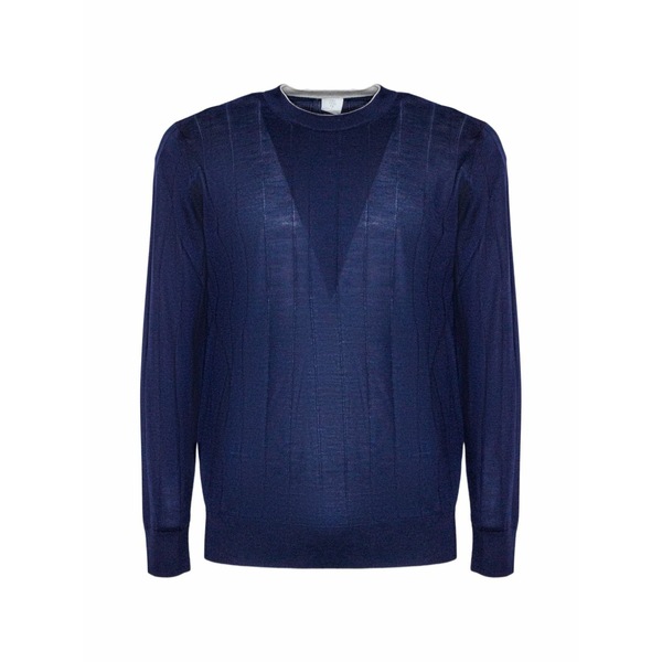 イレブンティ メンズ 編み物\u0026プルオーバー アウター Ribbed-knit sweater Blue