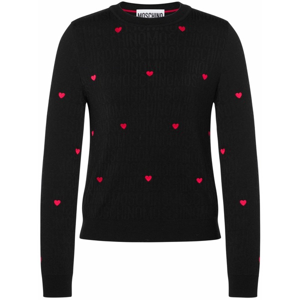 モスキーノ レディース 編み物\u0026スウェーター アウター Heart-embroidered intarsia-knit jumper Black