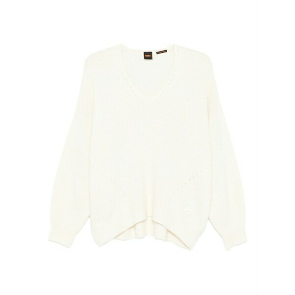 雇い主 レディース 編み物\u0026ティーシャツ アウター V-neck sweater White