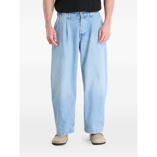 カルバンクライン メンズ 心地よいズボン下 ボトムス Pleated-detail jeans Blue