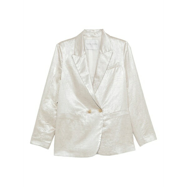 フォルテ フォルテ レディース 上衣＆上衣 アウター Double-breasted cloth jacket Neutrals