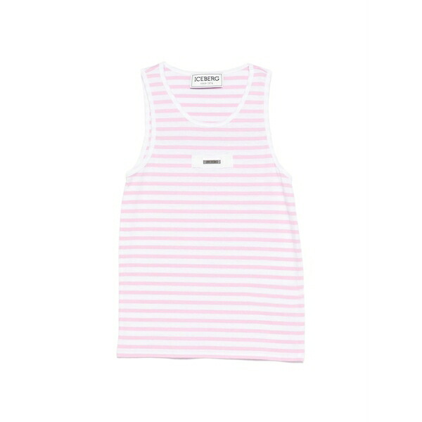 アイスバーグレタス レディース カットソー トップス Striped plaque top Pink