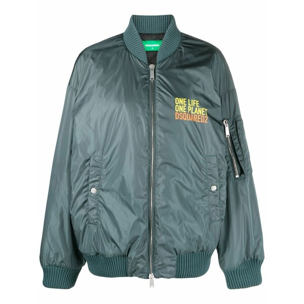 ディースクエアード レディース 上衣＆上衣 アウター Slogan-print bomber jacket Blue