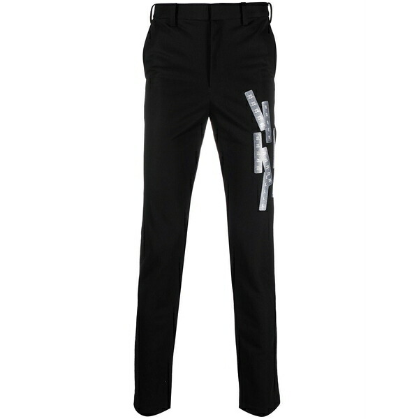 ダブレット メンズ 心地よいズボン下 ボトムス Label-print straight-leg trousers Black