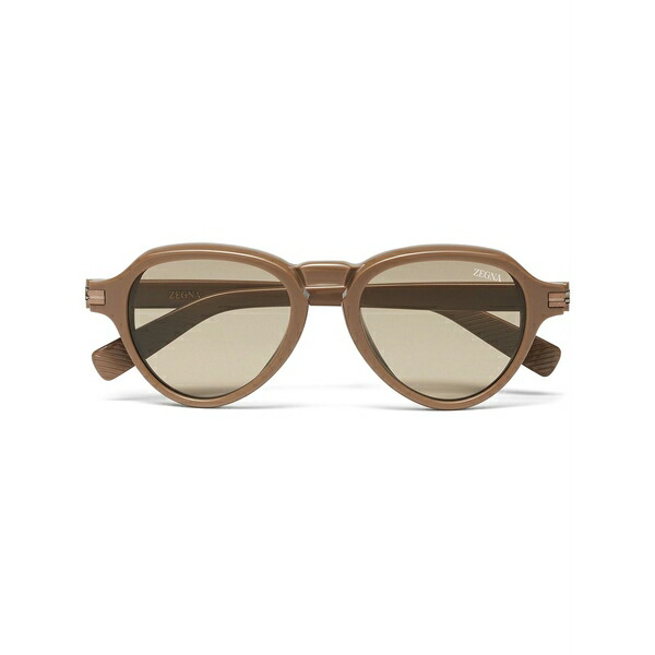 ゼニア メンズ サングラス・アイウェア アクセサリー Pilot-frame sunglasses Brown|asty
