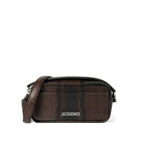 ジャクエムス メンズ ショルダーバッグ 御徒面子 The baneto snakeskin-embossed shoulder bag Brown