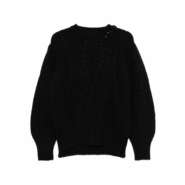 シモーネ・ロシャ レディース 編み物\u0026スウェーター アウター Embellished cable-knit sweater Black