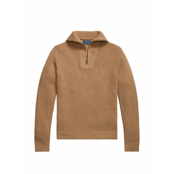 ラルフローレン メンズ 編み物\u0026スウェーター アウター Waffle-knit quarter-zip sweater Brown