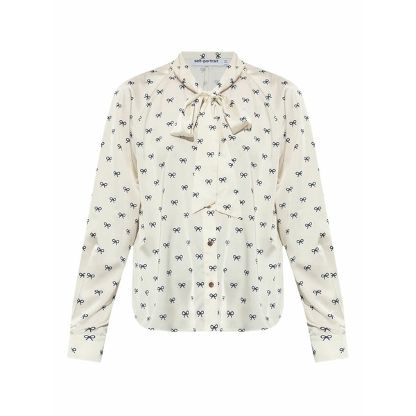 セルフ・ポートレイト レディース プルオーバー トップス Bow-print shirt White