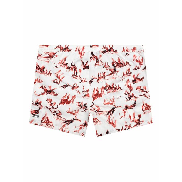 スビ メンズ 心地よいズボン下 ボトムス Burnt board-print drawstring shorts White