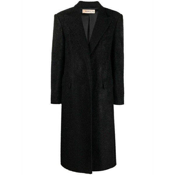ブランカ ヴィータ レディース 厚地の外套 アウター Felted single-breasted long coat  Black