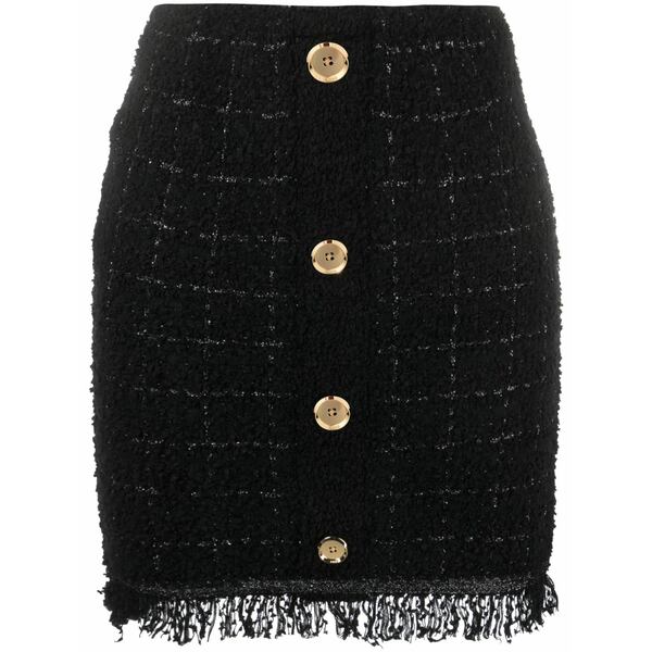 ピンコ レディース スコート ボトムス Girino basket-weave fringed miniskirt Black