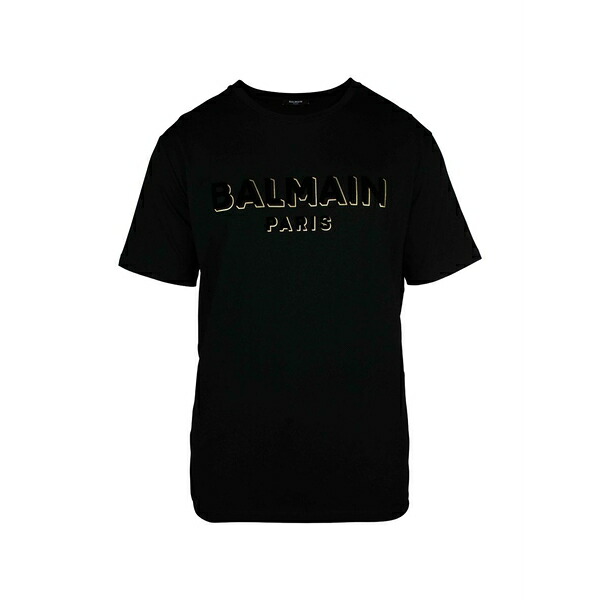 バルマン メンズ プルオーバー トップス Oversized textured logo t-shirt Black