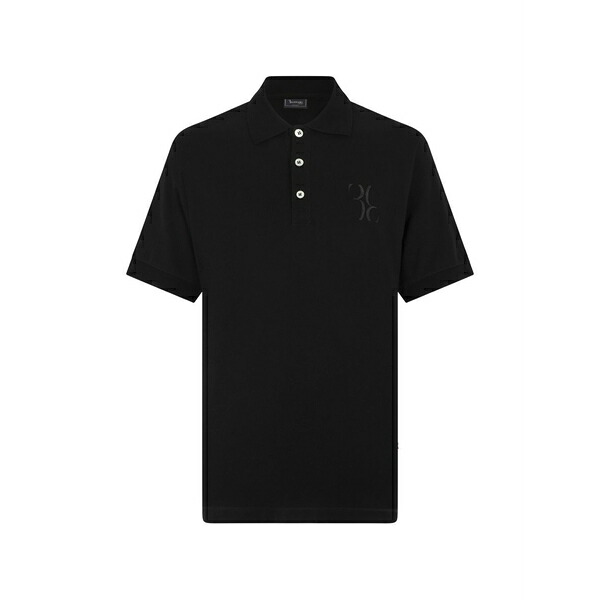 ビリオネア メンズ スポーツシャツ トップス Baroque short-sleeves polo shirt Black