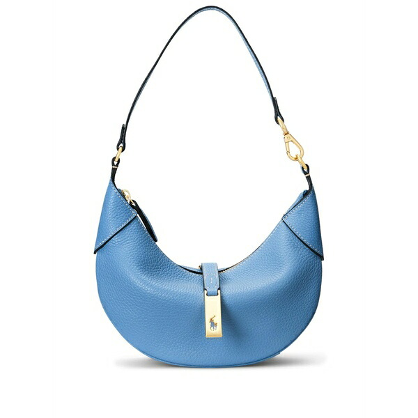 ラルフローレン レディース ショルダーバッグ 御徒面子 Small logo-charm leather shoulder bag Blue