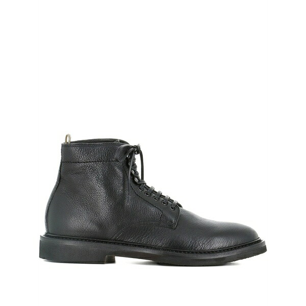 オフィチーネ 創造的 メンズ ブーツ シューズ Leather lace-up boots Black