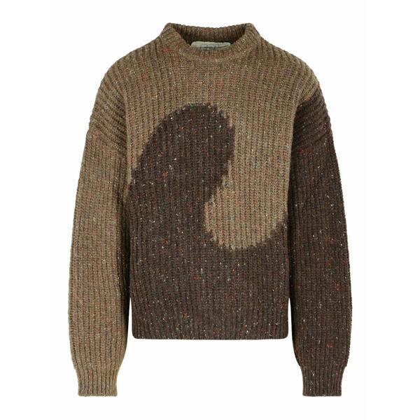 エアル メンズ 編み物\u0026プルオーバー アウター Two-tone long-sleeve sweater Brown