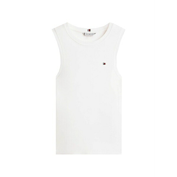 トミー ヒルフィガー レディース カットソー トップス Logo-detail sleeveless top White