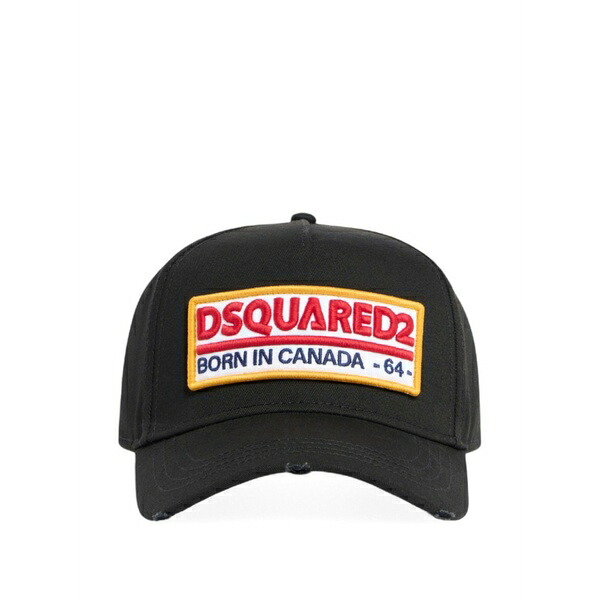 ディースクエアード メンズ 鳥打ち帽 付属物 Logo-patch baseball cap Black