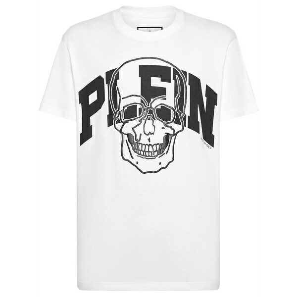 フィリップ飾り気のない メンズ ティーシャツ トップス Skull-print cotton t-shirt White