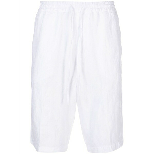 １２０％リノ メンズ 心地好いズボン下 ボトムス Mid-rise linen bermuda shorts White