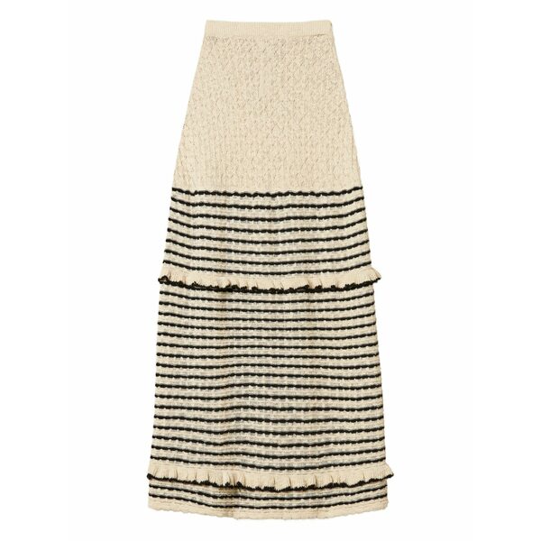 ツイン仕掛ける レディース スコート ボトムス Striped ruffled maxi skirt  Neutrals